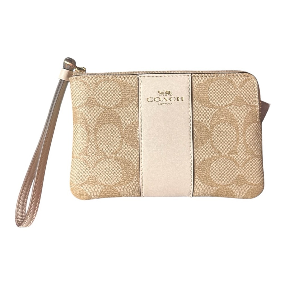 Coach Beige Signature Wristlet